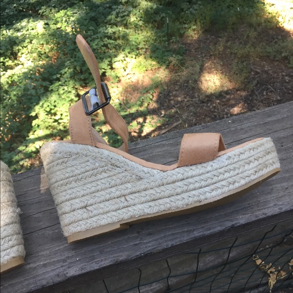 Wedge  creamy wicker, camel Swede cloth wedge sandal,HPx4 espadrilles - Picture 4 of 5